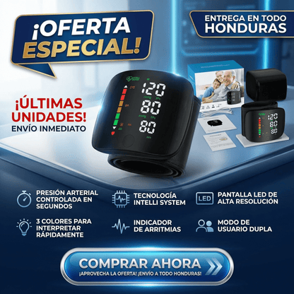NUEVO Monitor Digital 2026 de Presión Arterial de Muñeca – Pantalla LED, Memoria Doble y Voz Guía + seguro de Garantía - Inversiones Alkosto