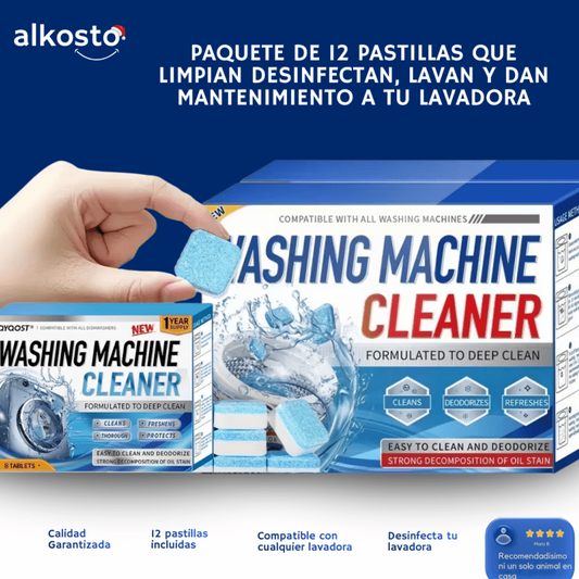 Paquete de 12 pastillas que Limpian Desinfectan, lavan y dan mantenimiento a tu Lavadora(Incluye 12 unidades) - Alkosto Honduras