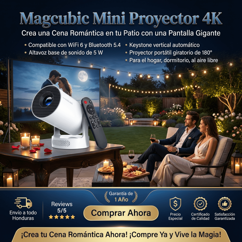Proyector Smart+ 4K Support (WiFi 6 + Bluetooth 5.4) – Rotación 180° + Keystone Auto + SoundBase 5W - Inversiones Alkosto