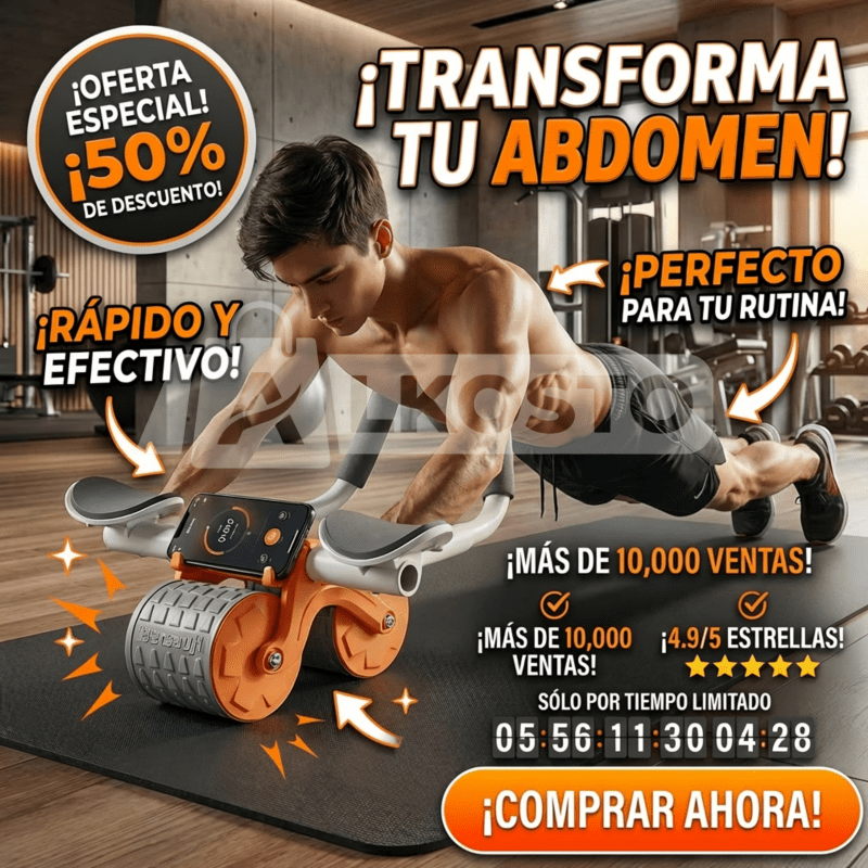 Rodillo Abdominal Pro con Temporizador Automático + Alfombrilla de Entrenamiento Certificado con Garantía incluido - Inversiones Alkosto