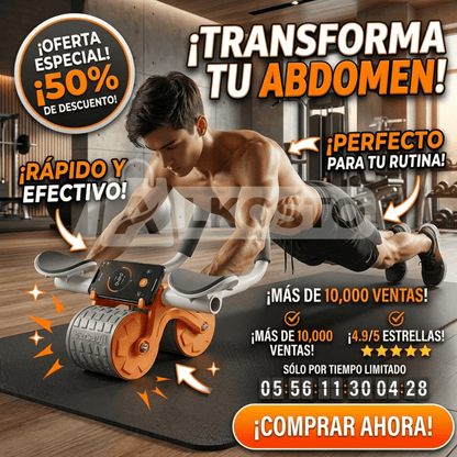 Rodillo Abdominal Pro con Temporizador Automático + Alfombrilla de Entrenamiento Certificado con Garantía incluido - Inversiones Alkosto