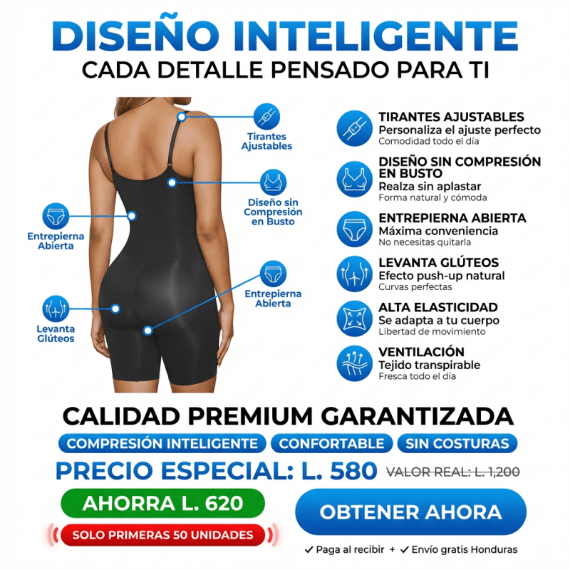 SHAPERX™ Body Moldeador de Compresión (Faja Bodysuit Control Total) COLOMBIANO - Inversiones Alkosto