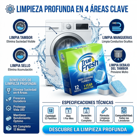 WashClean Pro – Pastillas Limpiadoras para Lavadora (12 Tabletas) Amazon conGarantía incluida - Inversiones Alkosto